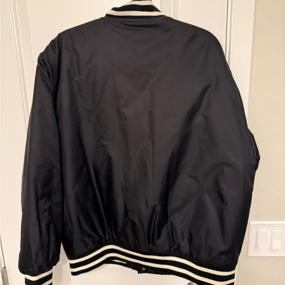 TNA Black Varsity Jacket with Red and White Embroidery - Picture 2 of 6